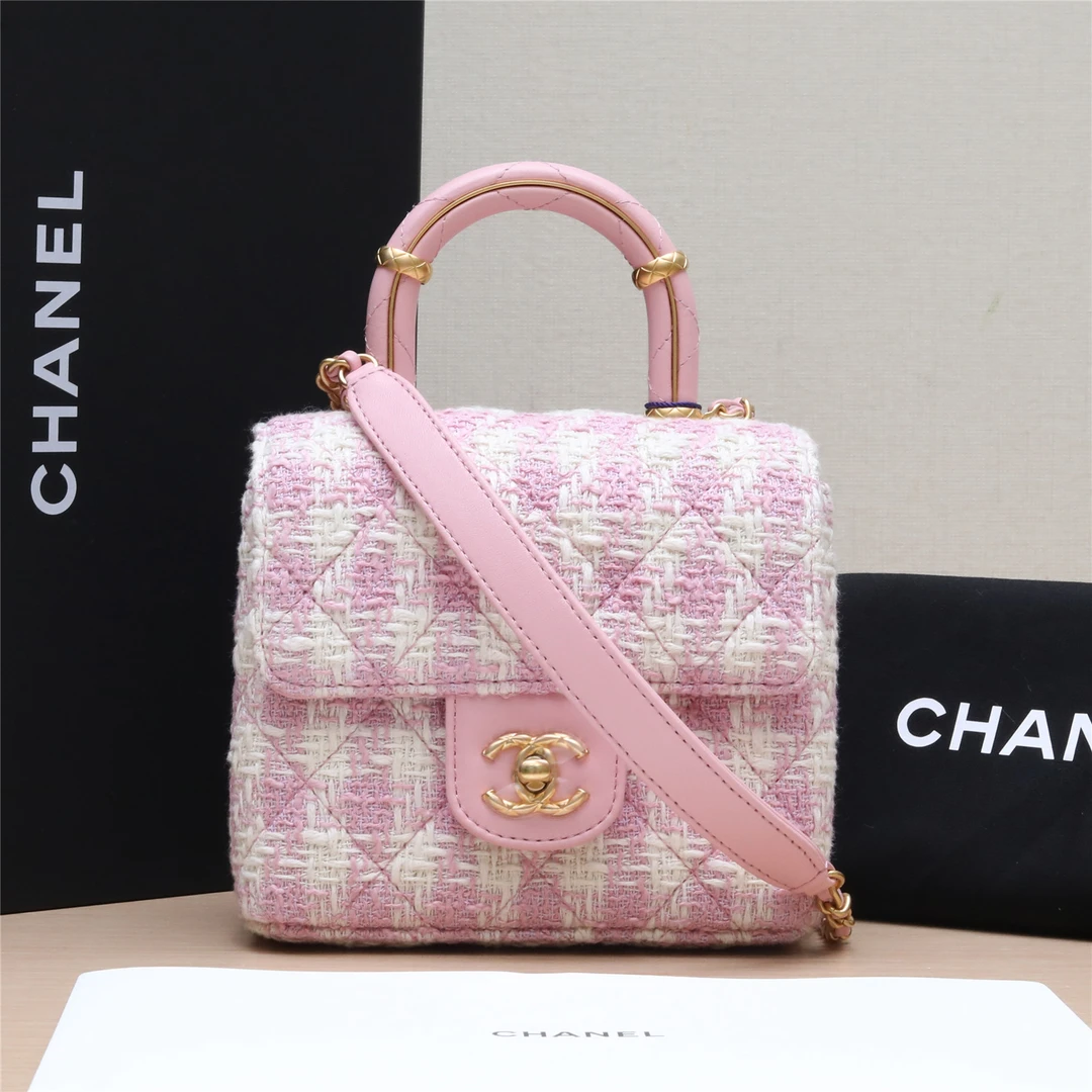 95新 Chanel/香奈儿 小花双双 643779 23S手柄口盖包 方版 芯片开
