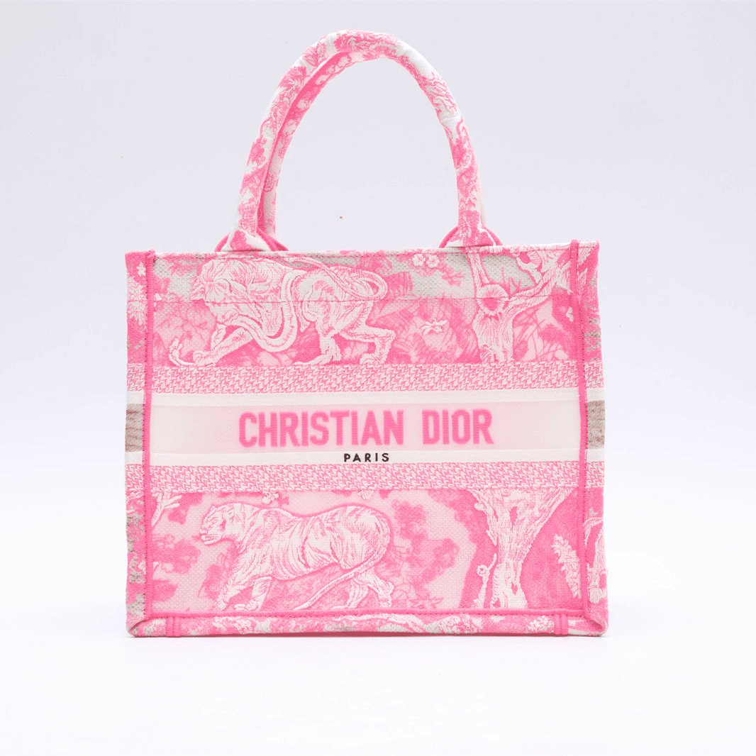 99新 DIOR/迪奥 小花姑姑P224623320Book Tote 小号 粉色