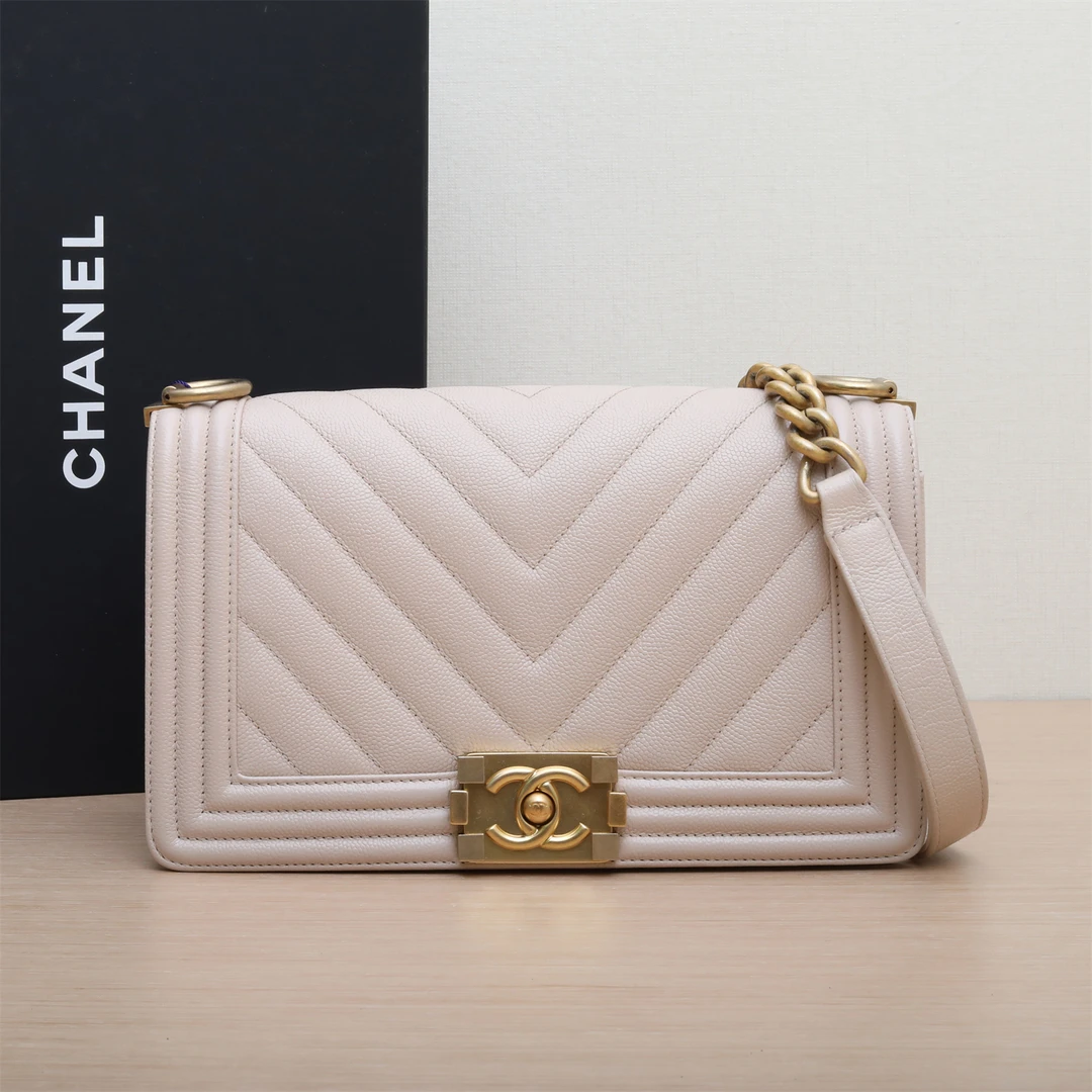 99新 Chanel/香奈儿 小花姑姑P223188087Leboy 中号 25cm 米白色