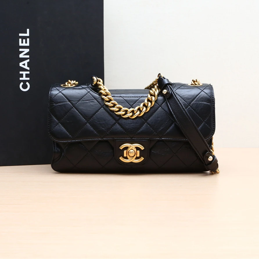 95新 Chanel/香奈儿 小花双双450810孟买系列 手提口盖包 小号