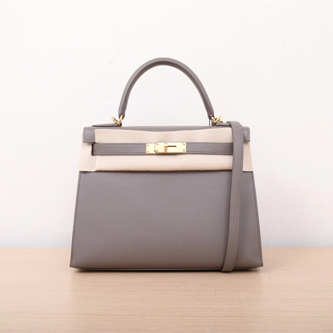 99新 Hermes/爱马仕 小花姑姑P232713490Kelly 28 8F锡器灰