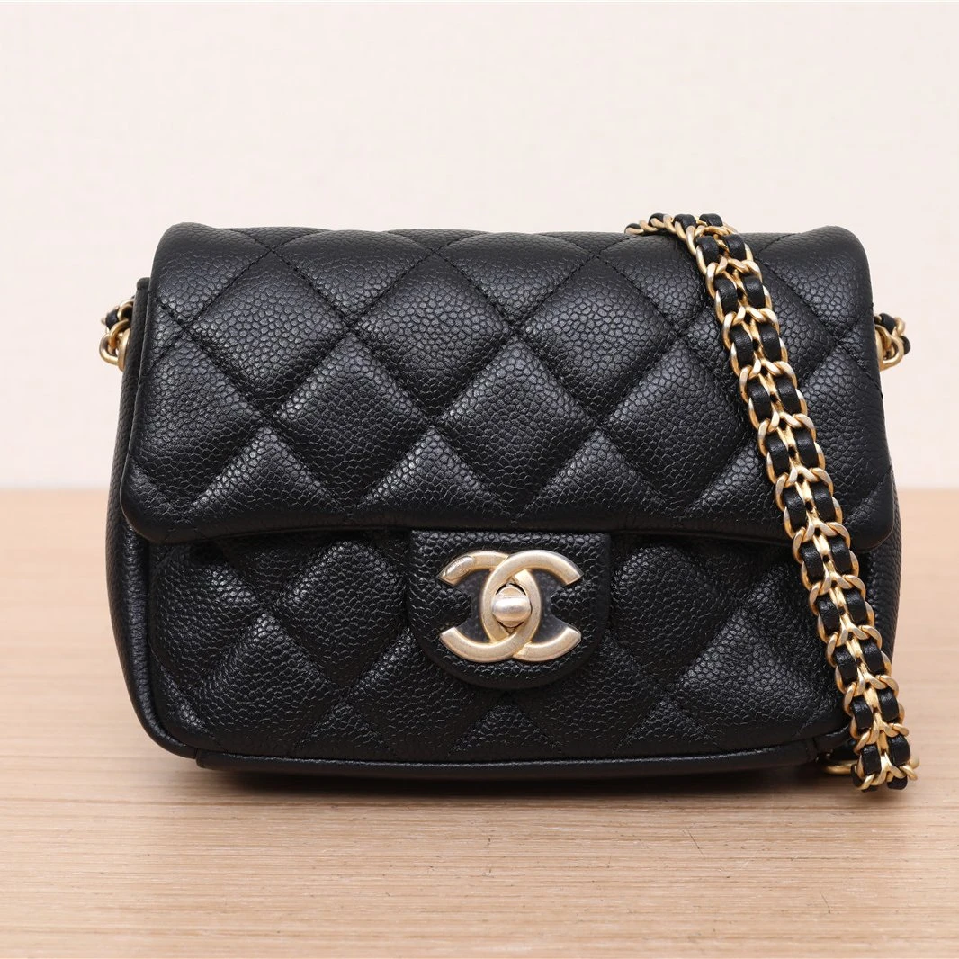 95新 Chanel/香奈儿 黑黑精选 P22221599621A CF 口盖包 芯片开