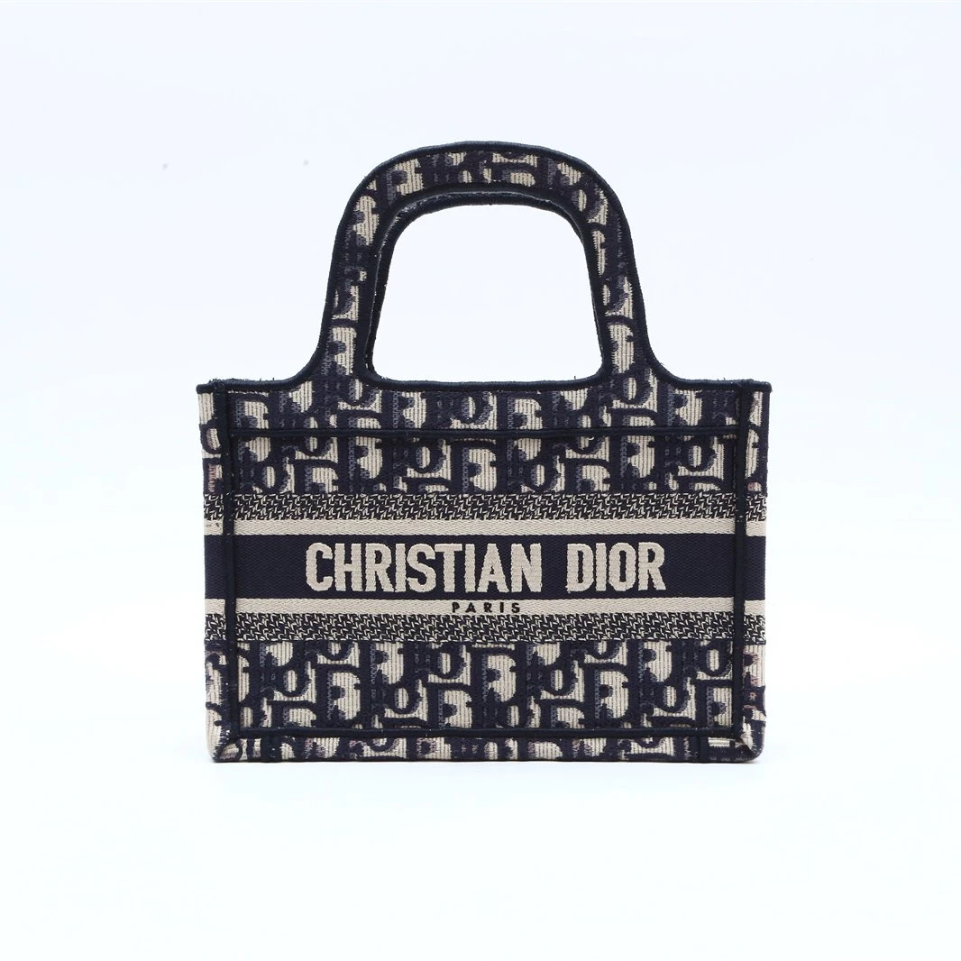 99新 DIOR/迪奥 小花姑姑P234245467Book Tote 迷你 21.5 墨蓝色