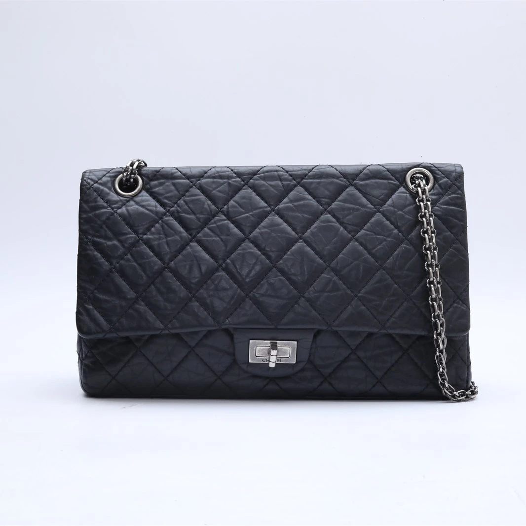 99新 Chanel/香奈儿 小花姑姑P2341424402.55 口盖包 大号 黑色