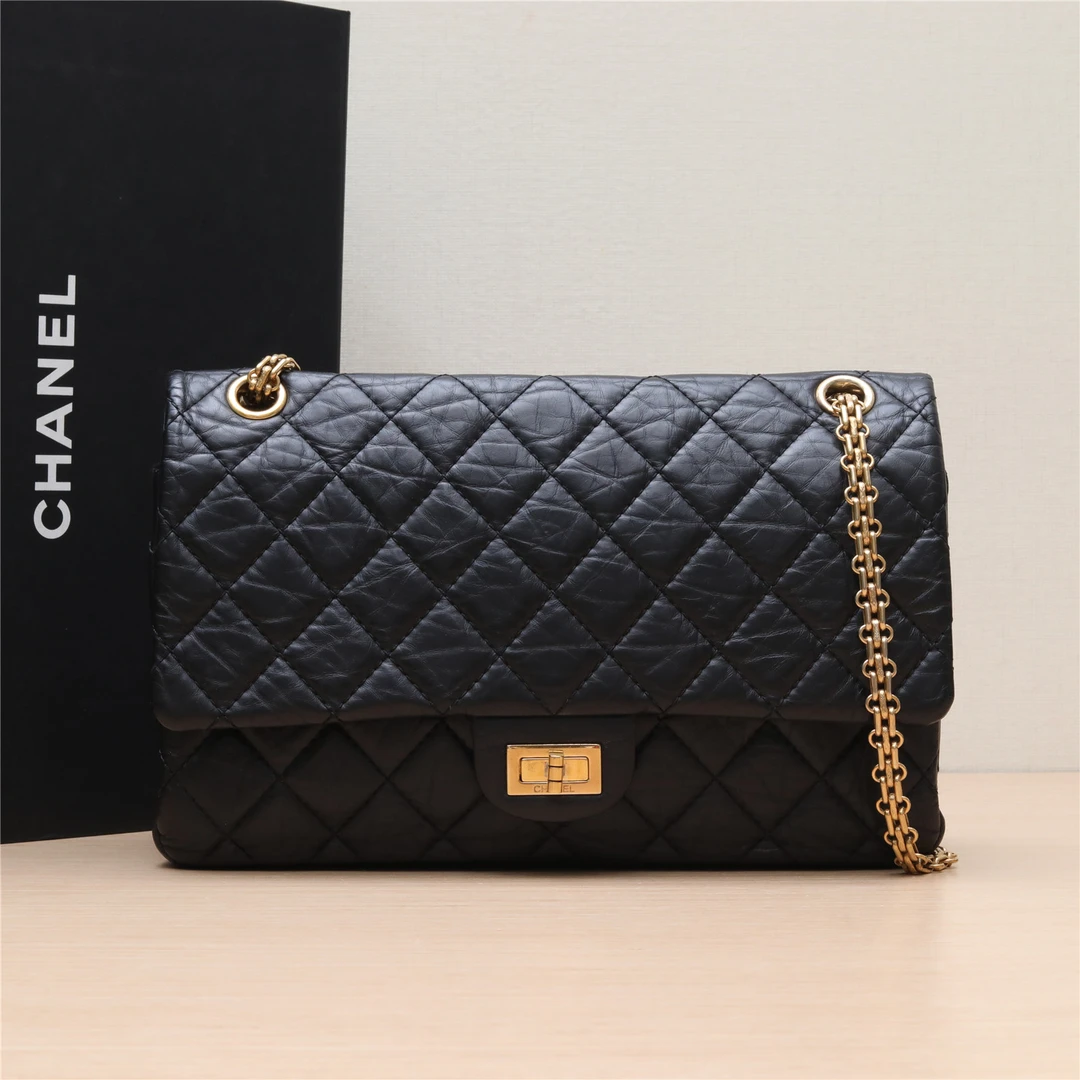 99新 Chanel/香奈儿 活动黑黑 P2239643902.55 口盖包 大号