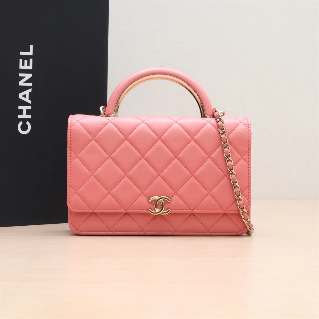 95新 Chanel/香奈儿 小花双双 346632 22A 手柄WOC 粉色 芯片开包