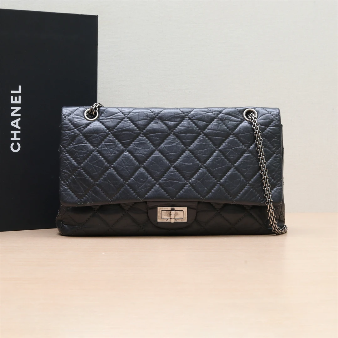 95新 Chanel/香奈儿 积分小花姑姑P224827618 炭 口盖包 黑色