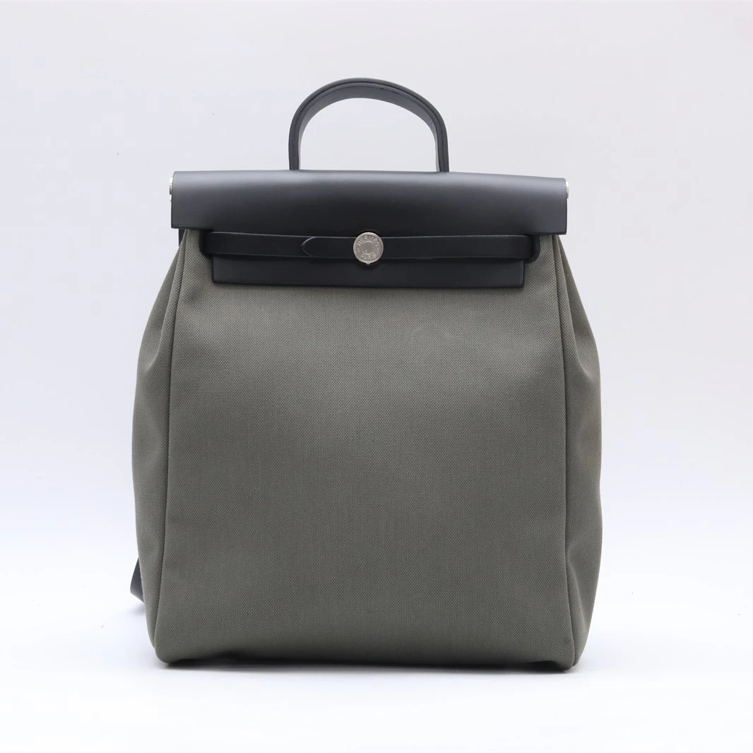 99新 Hermes/爱马仕 小花双双 P234245386 双肩包 灰绿色 U刻