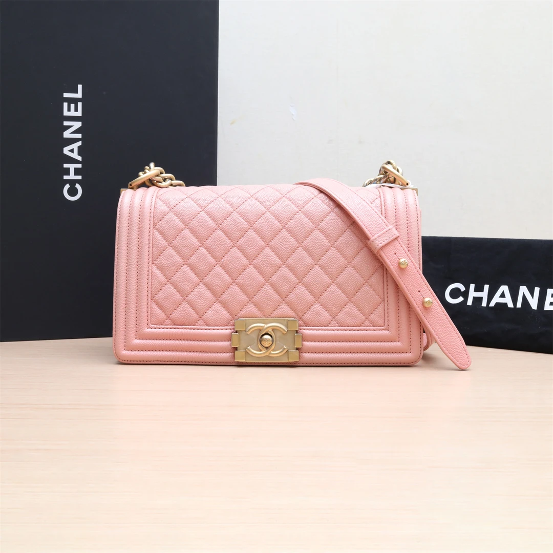 95新 Chanel/香奈儿 小花双双 P224300259 Leboy 中号 粉色 25开