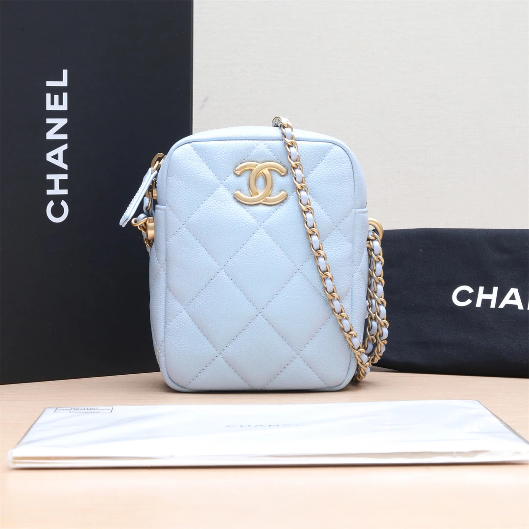 99新 Chanel/香奈儿 小花姑姑P23424414121K 相机包 竖版 蓝色