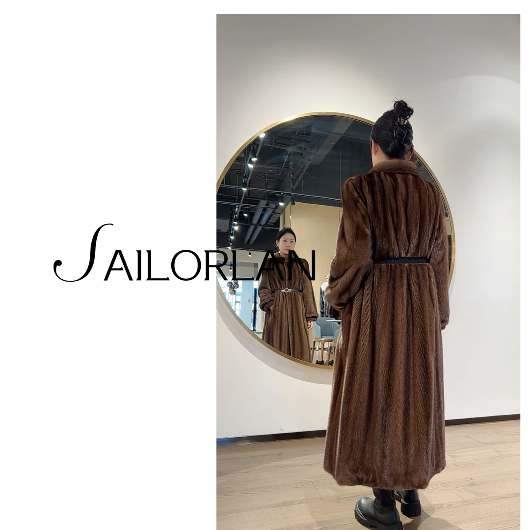 【塞罗兰】「流金岁月」穿刀工艺公主肩小立领灯笼吊袖貂皮外套