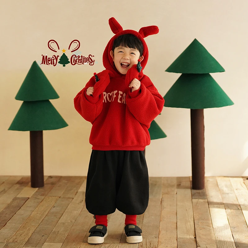 砚台家童装摇粒绒卫衣儿童加绒加厚上衣宝宝连帽外套冬装ST-88062