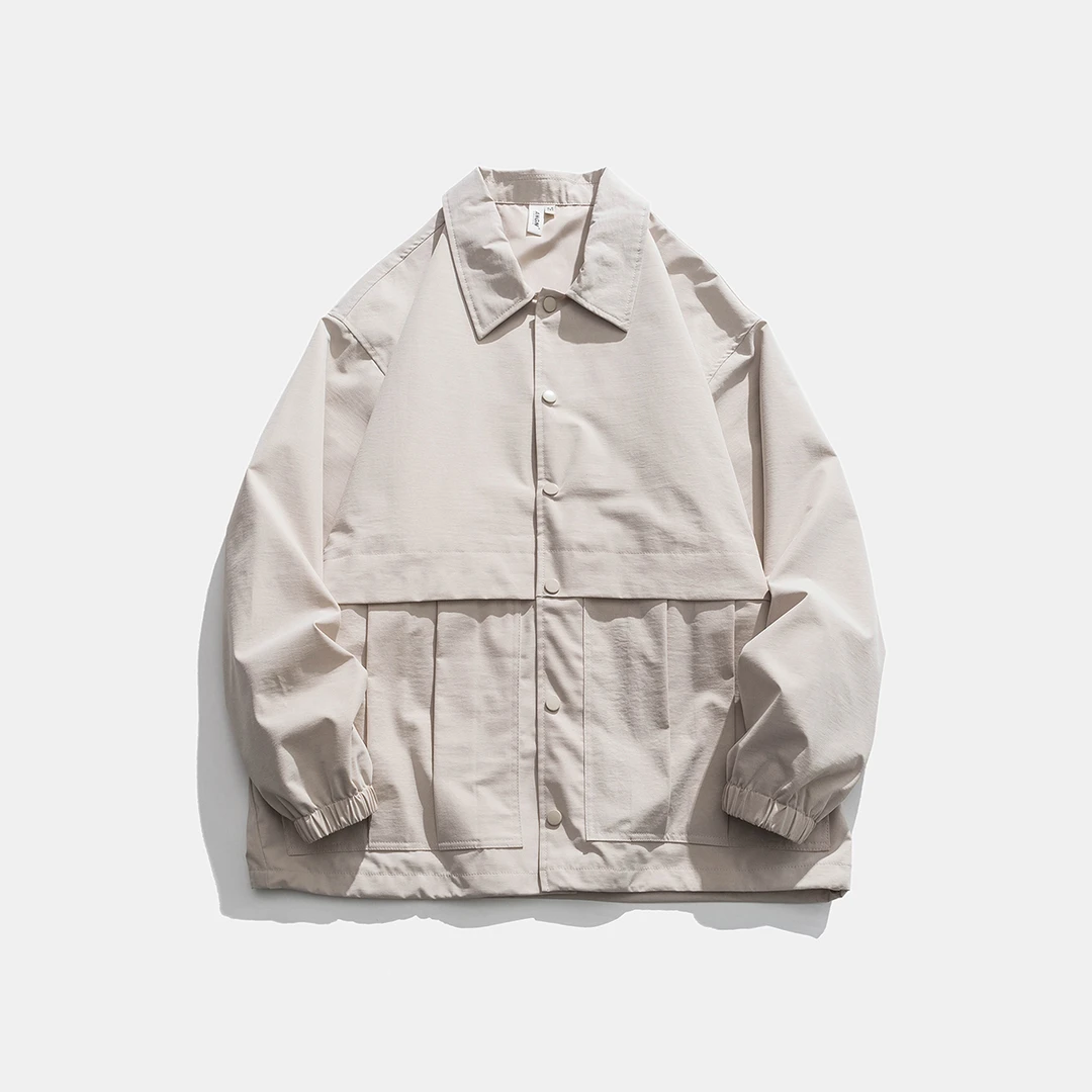 2208日系纯色潮斜襟春季宽松秋季夹克秋季休闲潮流百搭情侣外套