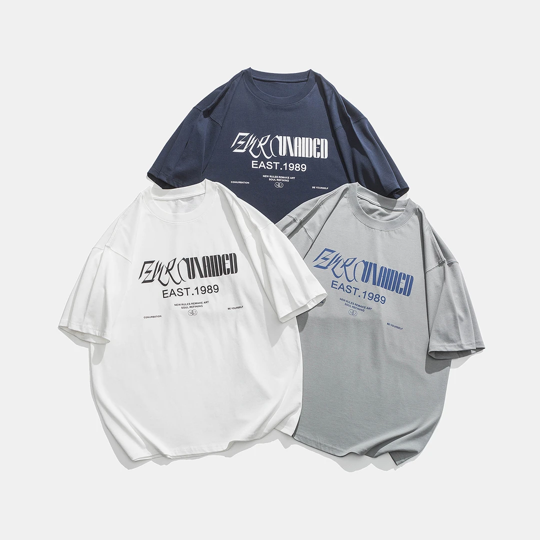 327夏季休闲宽松型薄款印花短袖T恤圆领常规四季通用情侣青年