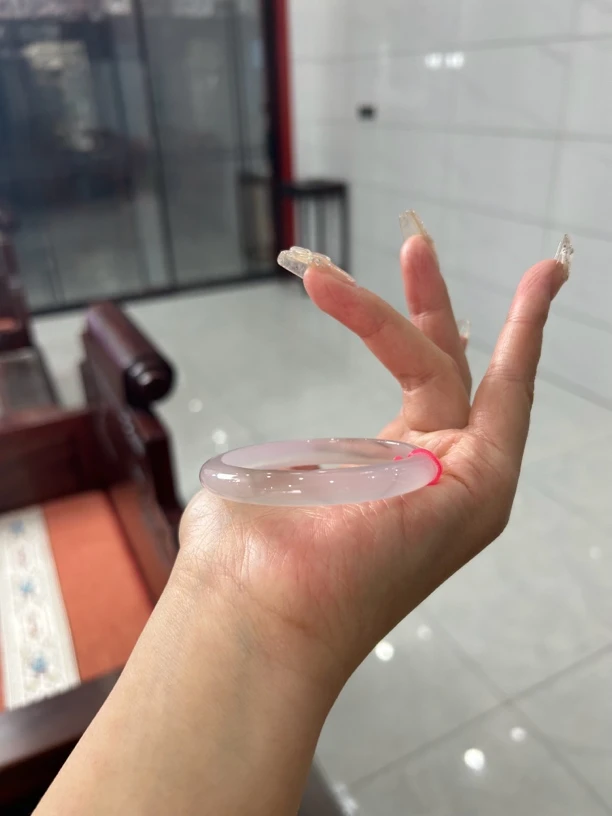 54.2圈口玛瑙手镯浅烟紫正圈天然原矿保真（一物一图 新店促销）A95