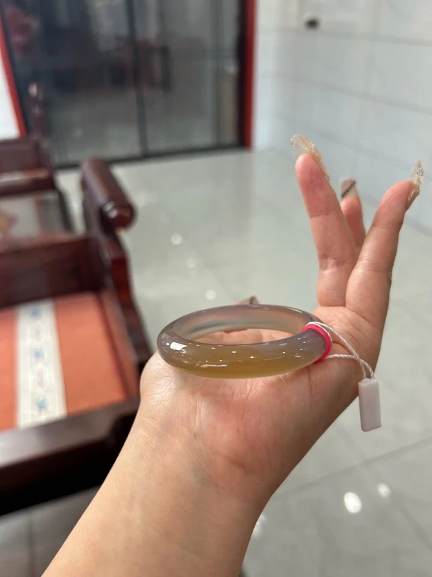 52.3圈口玛瑙手镯烟灰俏橘正圈原矿保真（一物一图 新店促销）D38