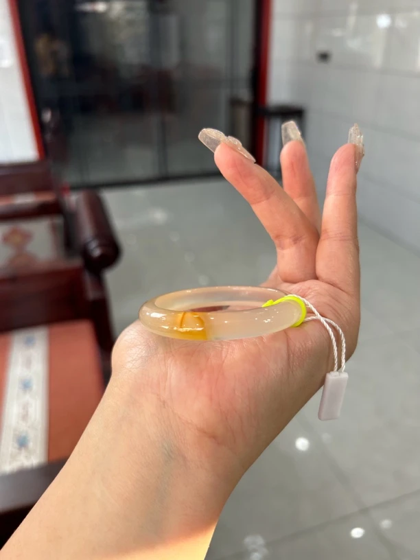 48圈口玛瑙手镯浅橘冰正圈马料无优化正品（一物一图 新店促销）A77