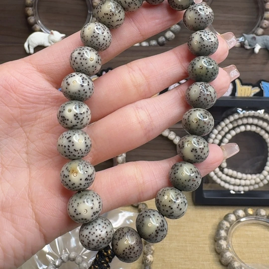 星月菩提手串天****✔糯冰原生态玉化跑道一线天留白苹果珠