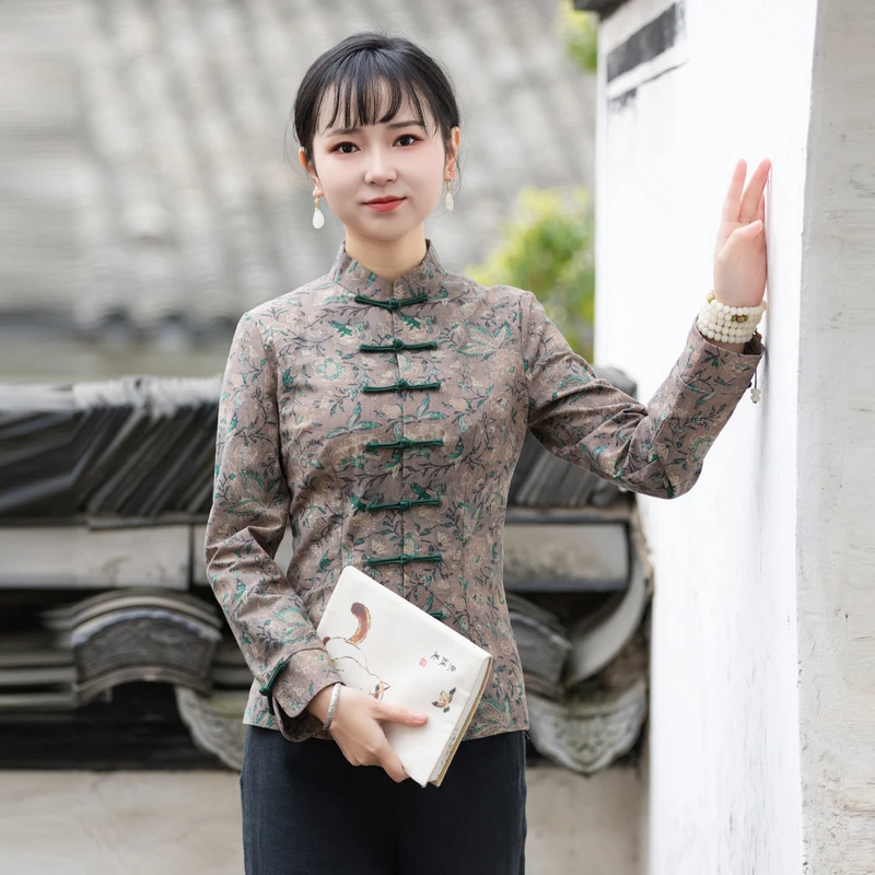 筠雅唐装女装中国风年轻款旗袍式秋季上改良版复古中式女装23J135