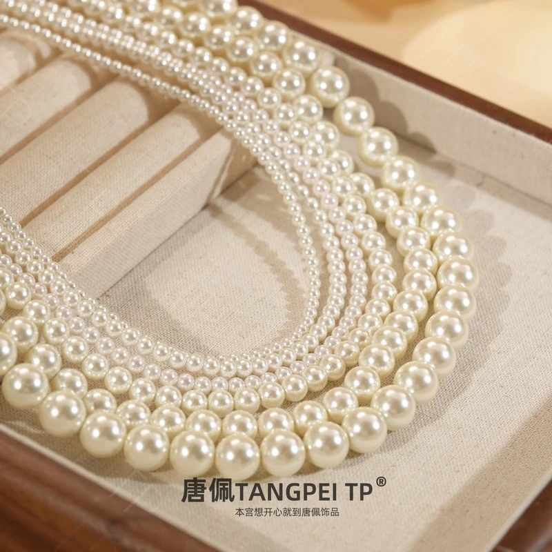 链子925银玻璃 设计感法式气质珠珠项链白色简约仙女甜美时尚饰品