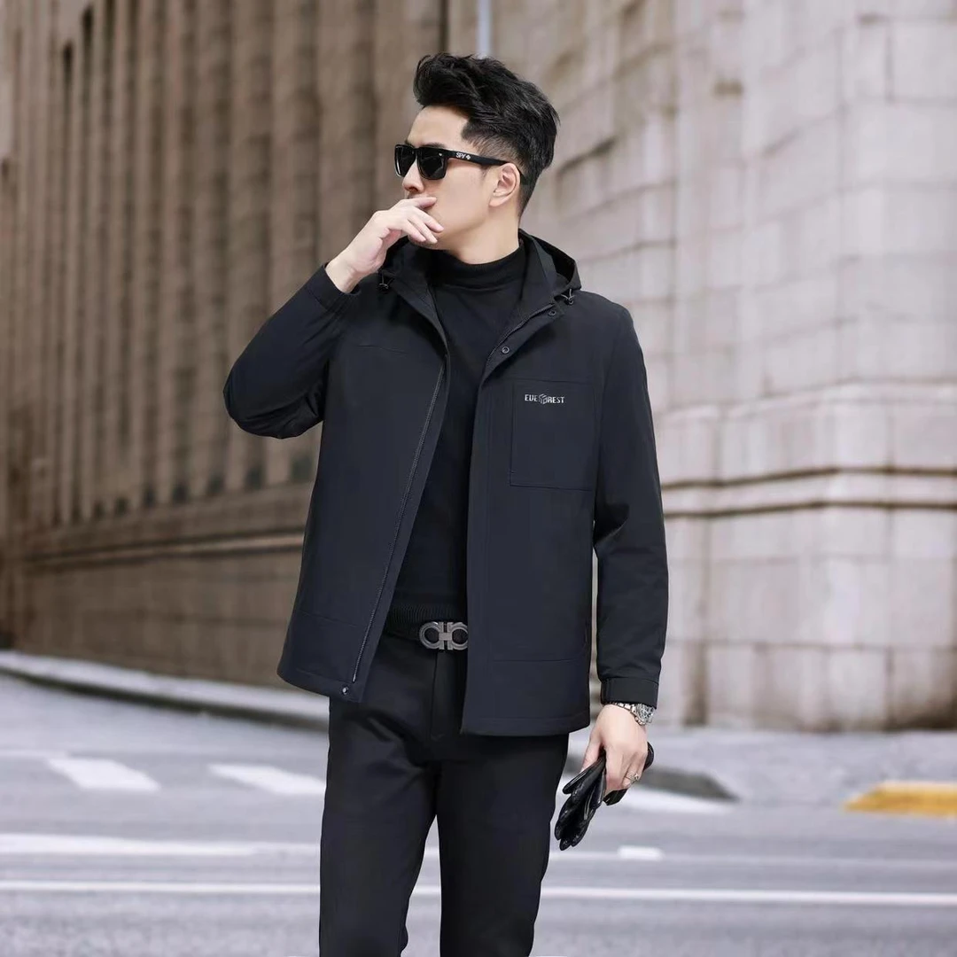 【摇粒绒外套】24秋冬新款加绒商务休闲外套短款活帽男装轻盈保暖男