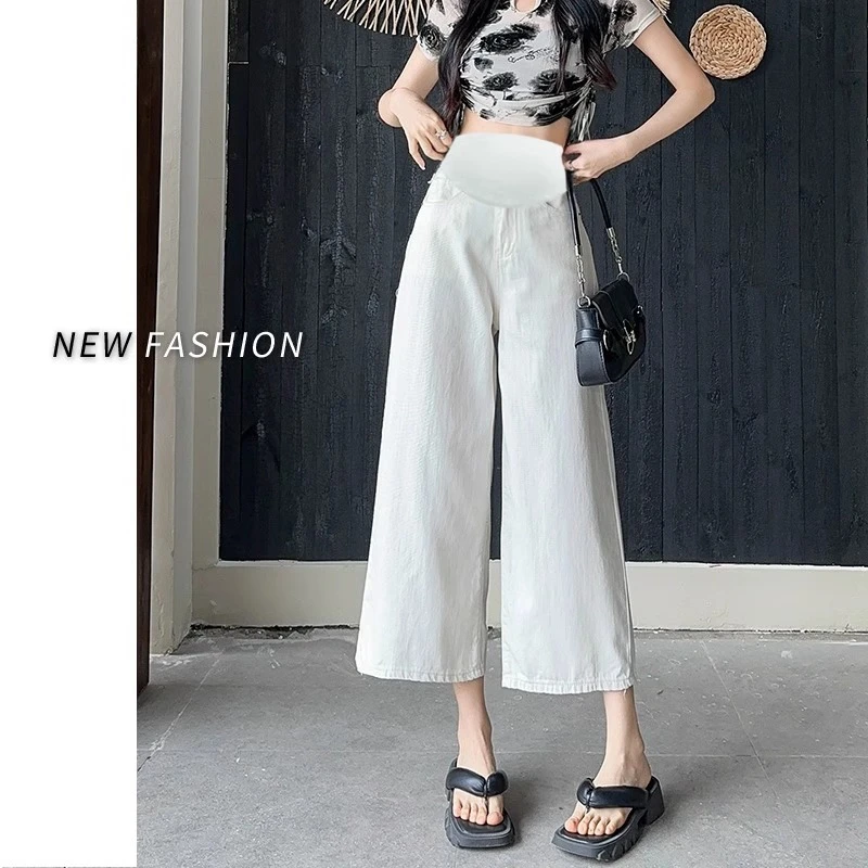 孕妇牛仔裤夏季薄款宽松小个子休闲显瘦九分裤子直筒阔腿裤子夏装