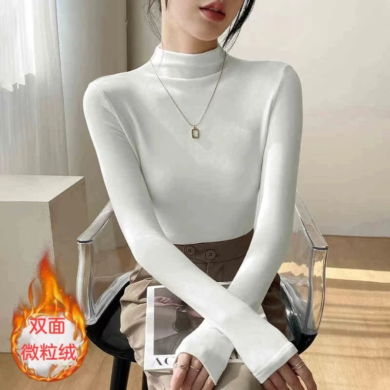 【芳芳惊喜】半高领打底衫女2024秋冬修身显瘦保暖长袖内搭上衣636