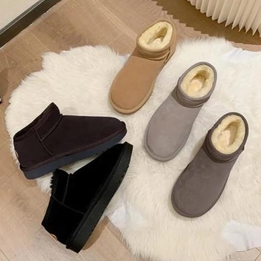 24年秋冬斜口防滑平底百搭短筒雪地靴加绒加厚保暖棉鞋A21410940