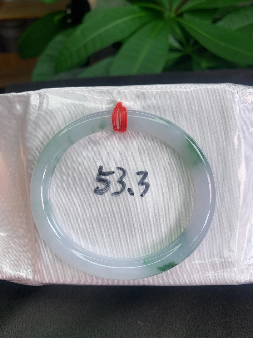 缅甸天然A货翡翠53-54圈口飘花贵妃手镯（127号）