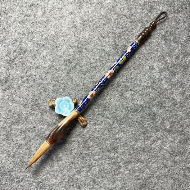 【景泰蓝】出锋：4.5cm 掐丝珐琅笔杆纯狼毫书法毛笔 高档送礼