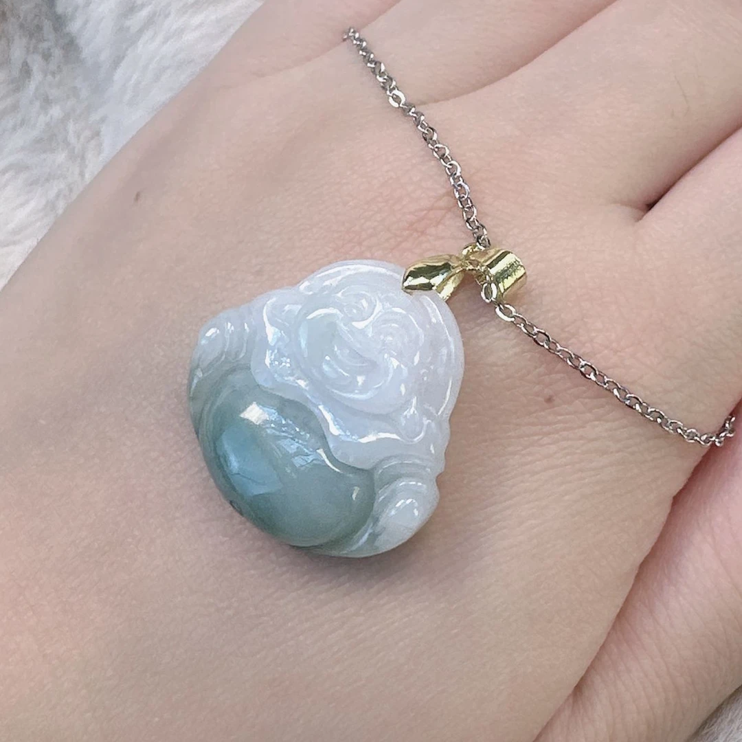 天然缅甸翡翠佛公吊坠