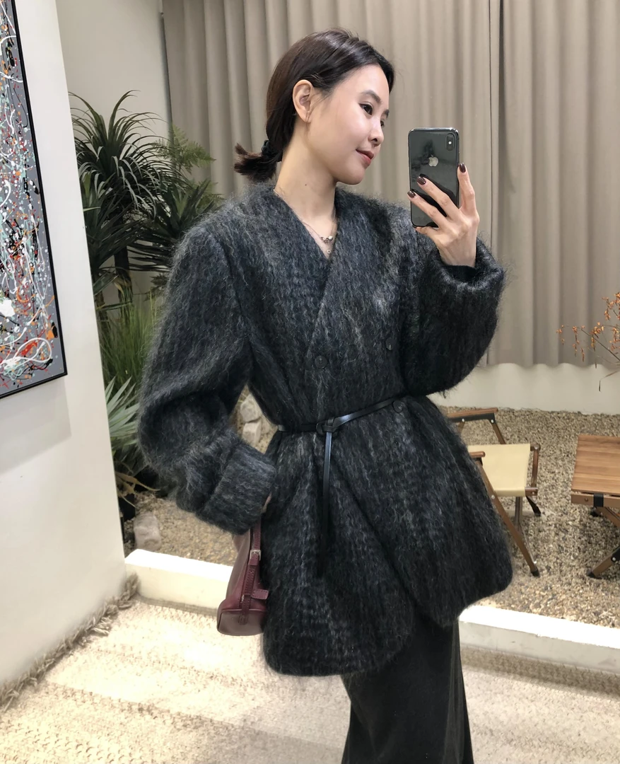 马海毛高定系列～ 法式复古气质时髦水波纹2024气质进口马海毛大衣
