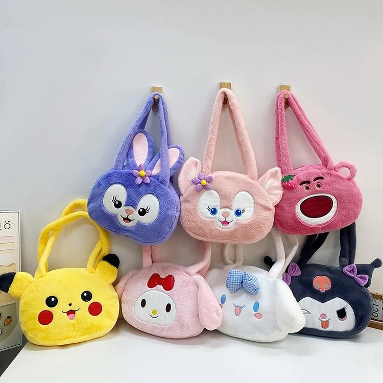 星黛露卡通单肩包玉桂狗女生库洛米学生便携in包包冬季托特包毛绒