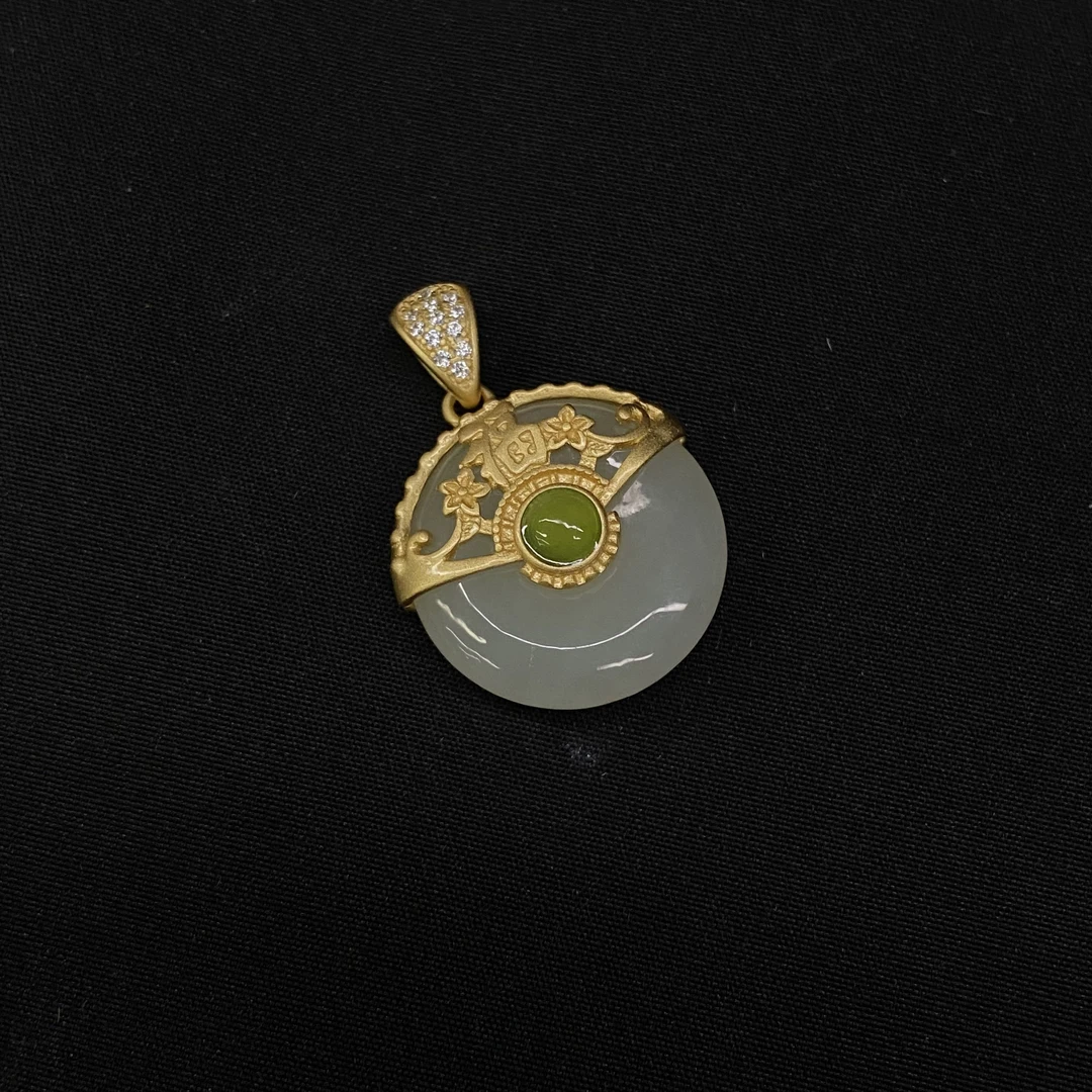 【618大促】7.7香港王老板-和田玉镶嵌吊坠m183   ydy152