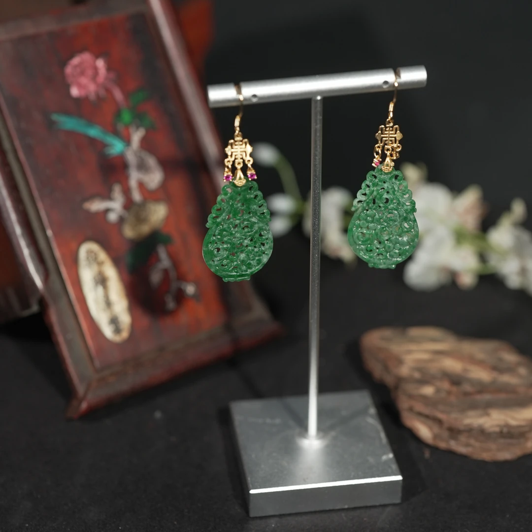 10.20王老板-翡翠镶嵌耳饰i900