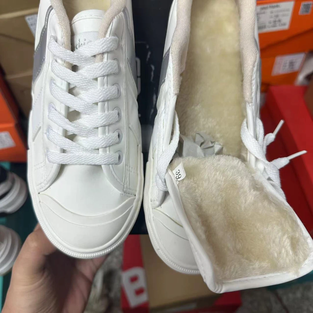 F9692 白银 加绒休闲低帮小白鞋女ins潮流板鞋港风复古女鞋