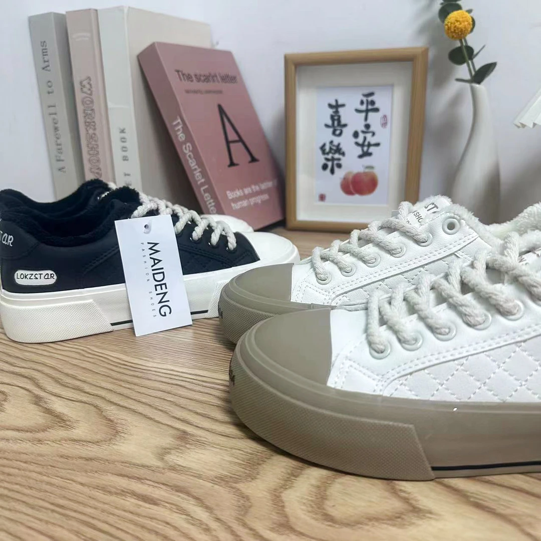 D272 【小香香】加绒加厚低帮冬季板鞋女ins潮流休闲小白鞋学生女鞋