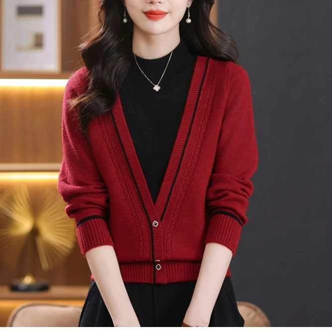 【绵羊毛】交叉针织衫披肩春秋洋气时尚百搭打底外穿假两件韩版