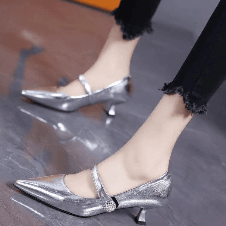 2024春款高跟鞋百搭时尚气质厚底百搭真皮品牌手工小众单鞋秋季