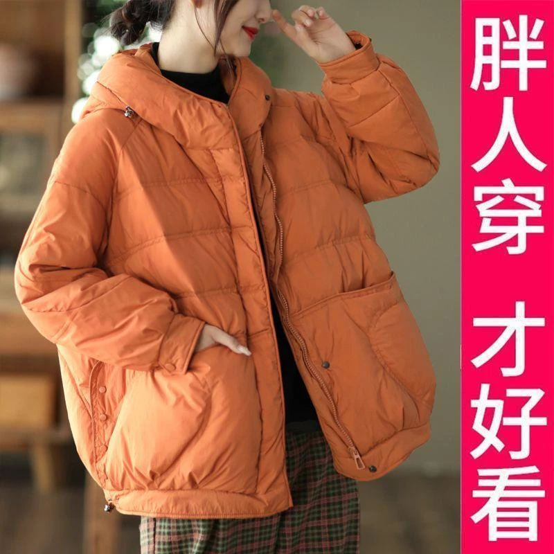 200斤自制大码春装韩版连帽大口袋加厚外套女宽松保暖休闲棉服