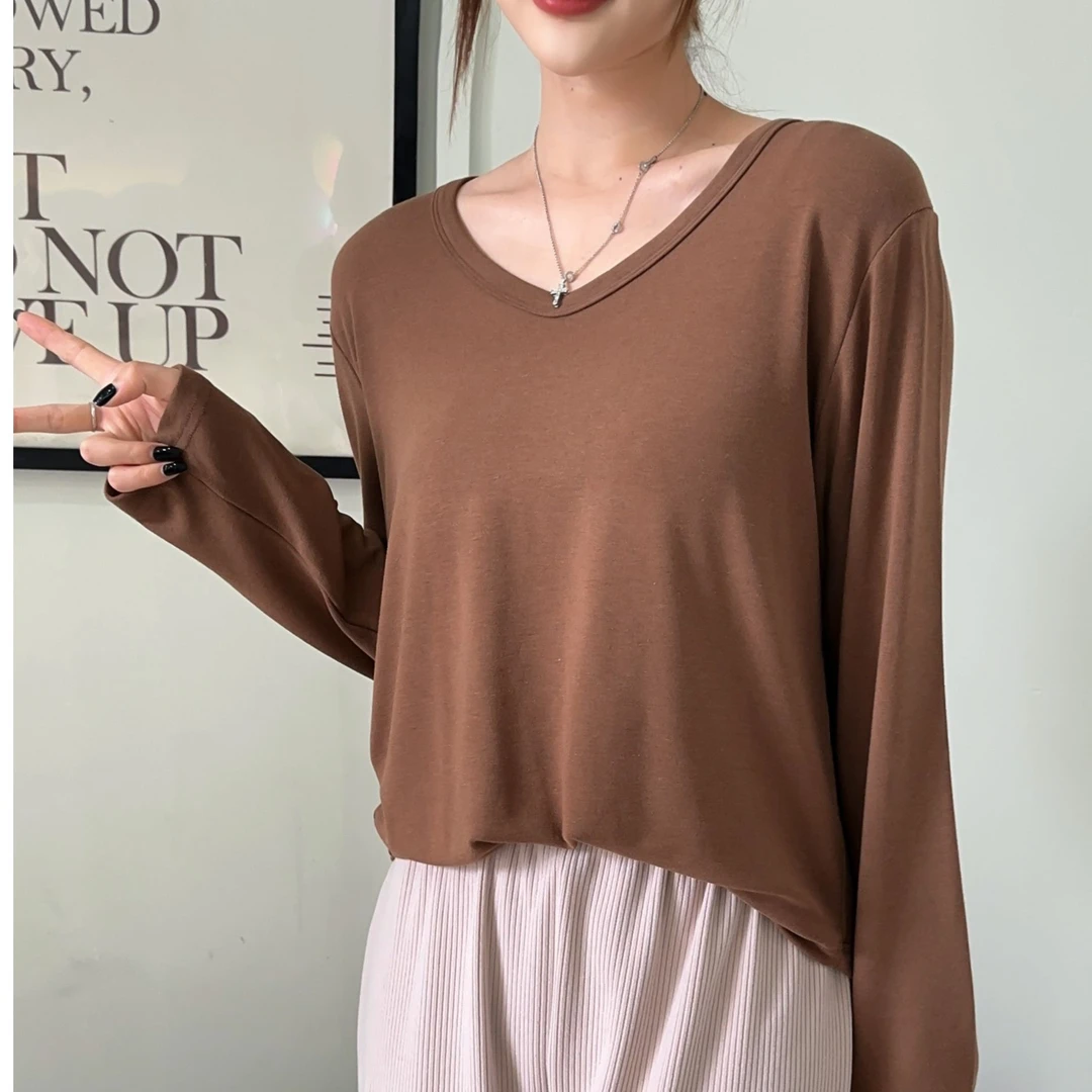 【海小山】女士浅V长袖打底衫YY2369