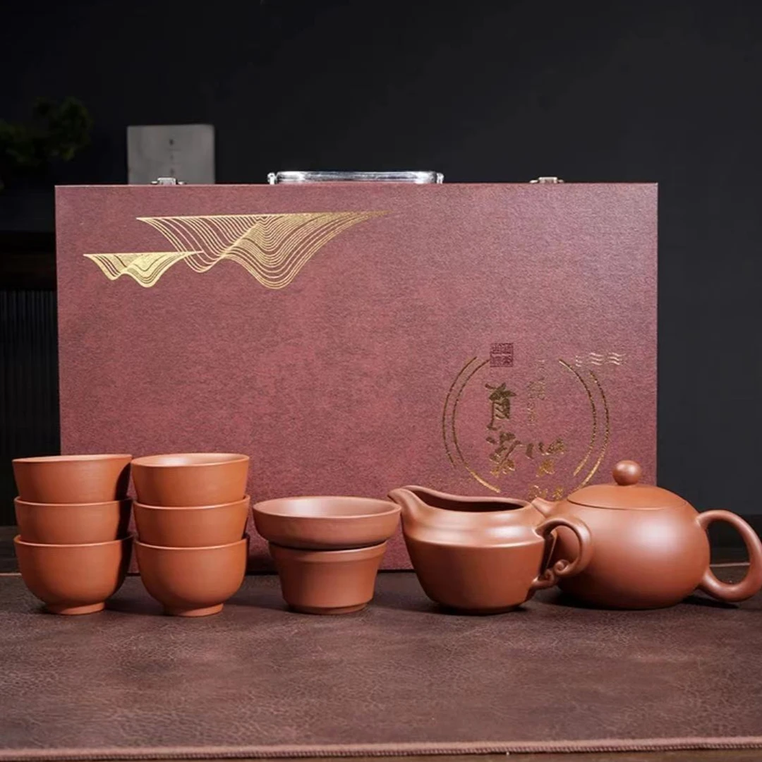 紫砂茶具套装高档朱泥西施壶茶具礼盒装带证书