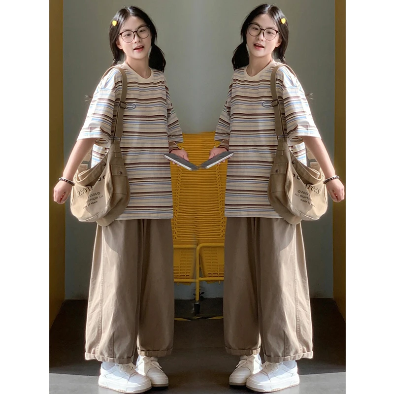 韩系慵懒学院风套装女2025新款爆款洋气时尚潮牌12-16岁大童女装