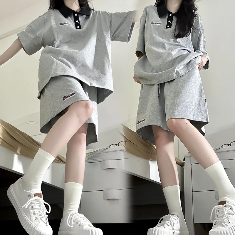 休闲运动服套装薄款少女装15-18岁初中生五分短裤夏天衣服一整套