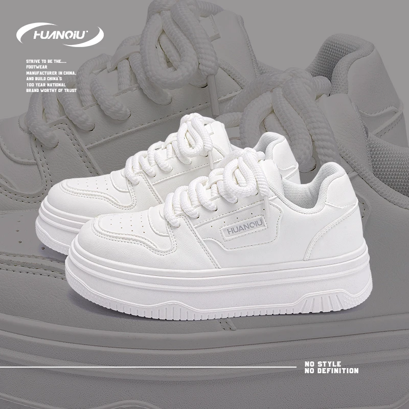 HUANQIU/环球厚底小白鞋女款2025春季新款百搭鞋子女款休闲鞋女鞋