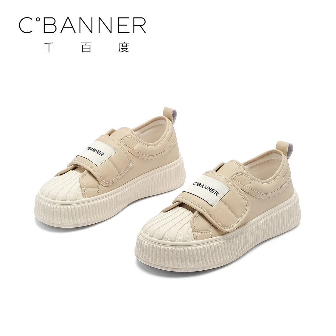 千百度百搭魔术贴2024饼干底低帮休闲鞋女Q8531411-LP-X