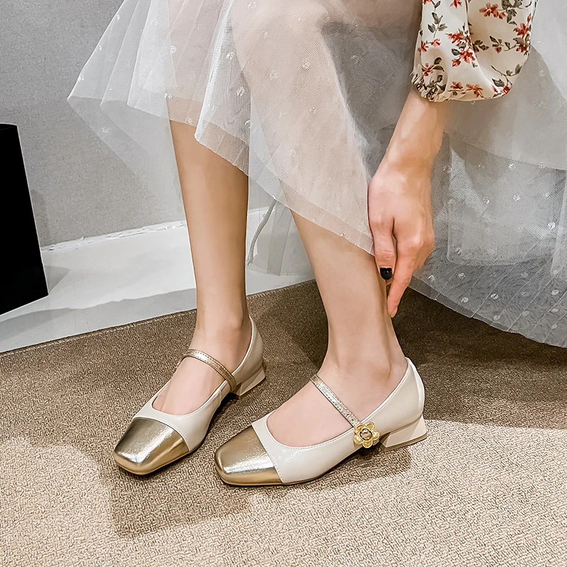 【32码起】2025年新款小码3233粗跟法式百搭浅口小单鞋玛丽珍平底鞋