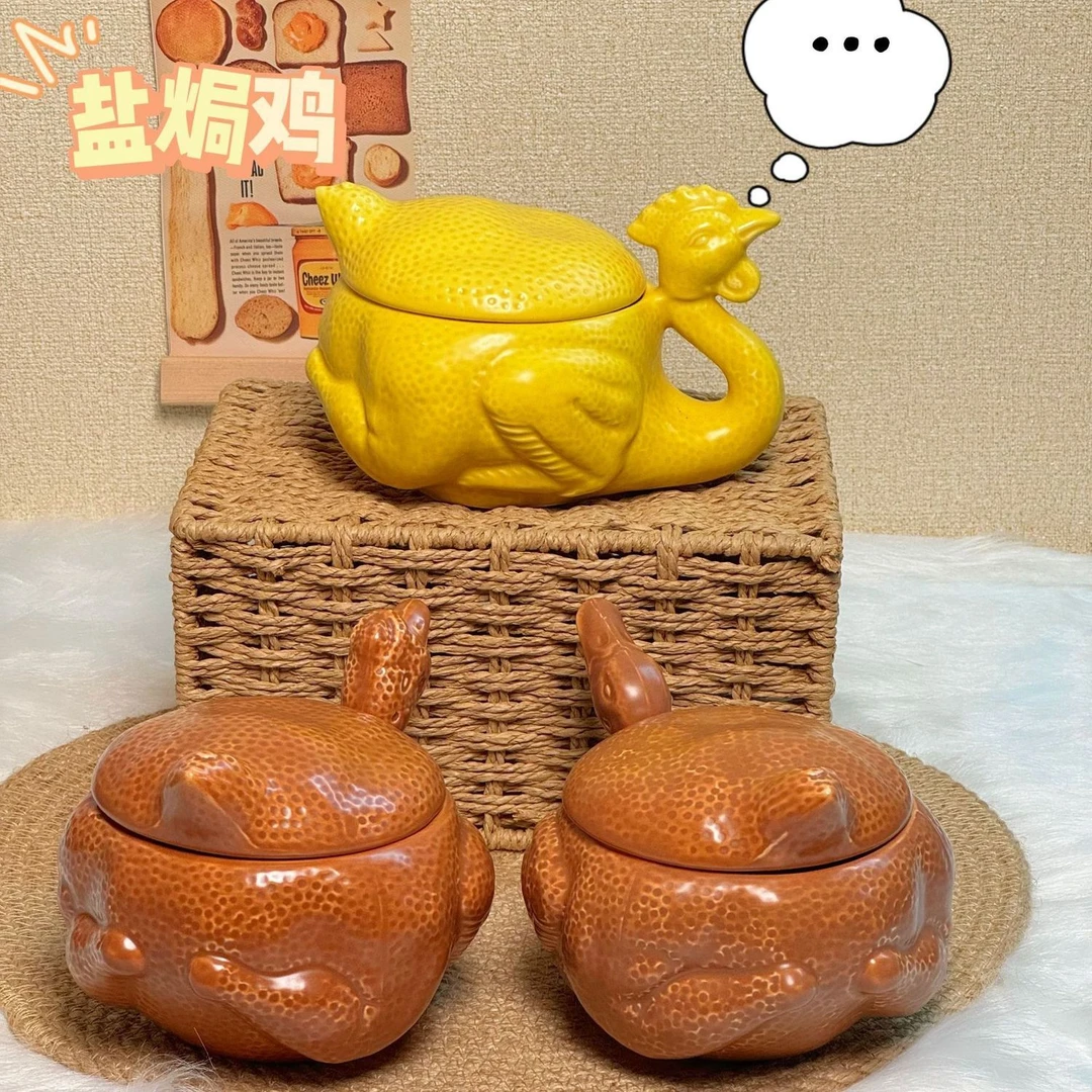 特色创意盐焗鸡陶瓷马克大容量个性简约带盖水杯送朋友有心礼物