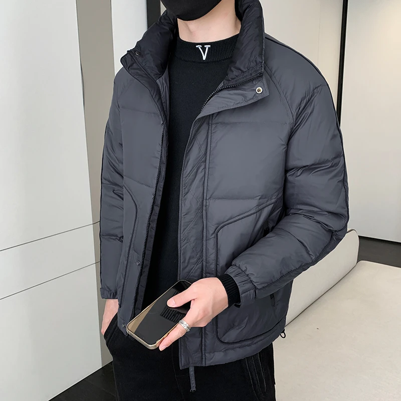 稻草人冬季新款羽绒服男士帅气高端潮牌立领羽绒保暖加厚外套潮