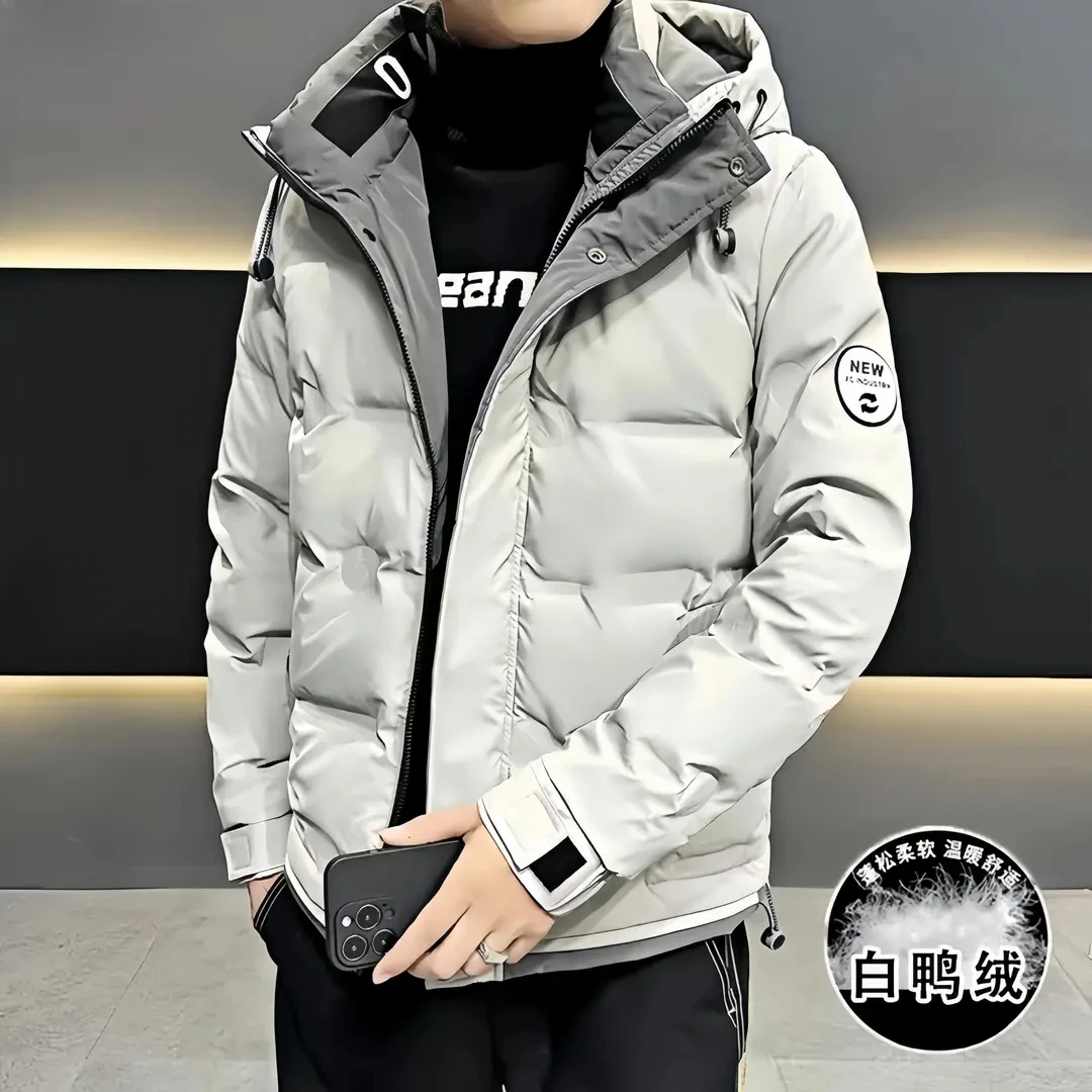 稻草人新款男士休闲潮流冬季新款帅气连帽加厚保暖羽绒服男士外套